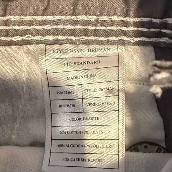 Men's Herman BKE Dark Grey Shorts size 34x23 - Picture 8 of 8